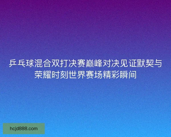 乒乓球混合双打决赛巅峰对决见证默契与荣耀时刻世界赛场精彩瞬间
